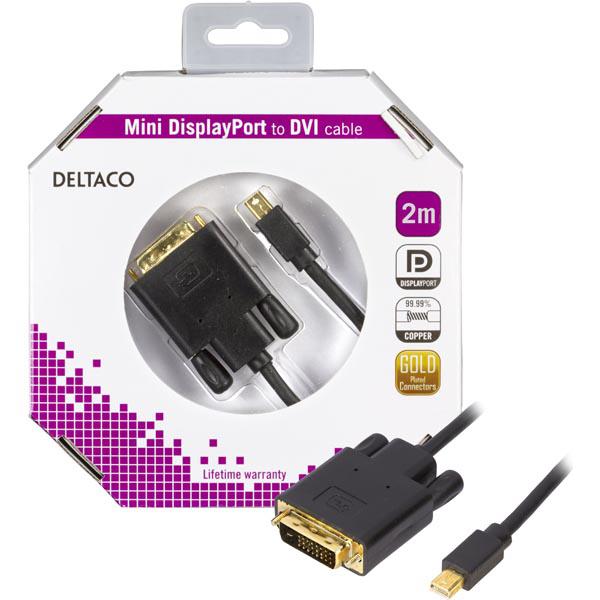 DELTACO mini DisplayPort - DVI-D Single Link monitorikaapeli,2m, musta
