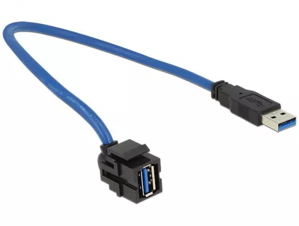 Delock Keystone Module USB 5 Gbps type-A female 250ø to type-A male with 0.5 m cable black