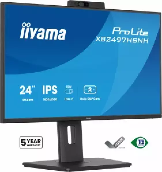 iiyama ProLite XB2497HSNH-B1 - LED-näyttö - 24 (23.8 katseltava) - 1920 x 1080 Full HD (1080p) 100 Hz - IPS - 350 cd/m² - 15001 - 1 ms - HDMI, DisplayPort, USB-C - kaiuttimet - musta, matta