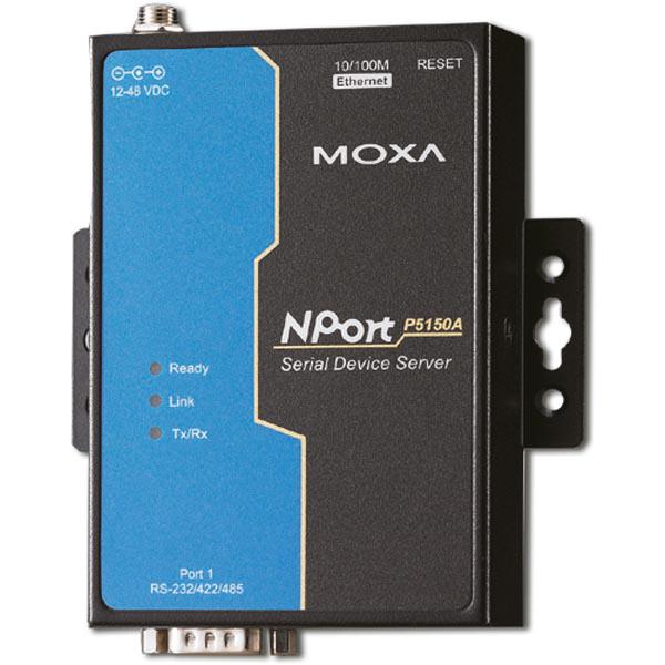 Moxa NPort NP-5150A, ylijännitesuojattu sarjaporttipalvelin, 1 portti (DB9ur), RS-232/422/485, RJ45, 10/100Mbps, PoE, musta/sininen